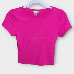Bozzolo Women’s Hot Pink Ribbed Crop Top (M)